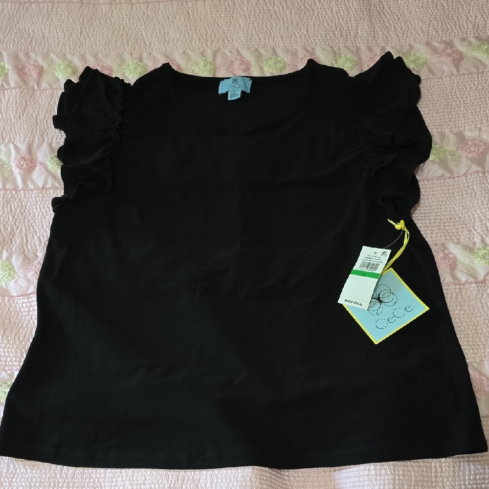 CeCe Elegant Black Top